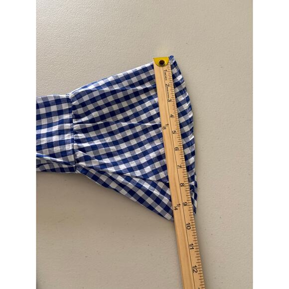 Chelsea & Theodore Women Small Checkered Bell Sleeve Floral Embroidered Dress - Picture 7 of 11